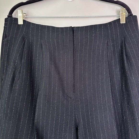 Vintage 90s Trousers Pants Womens 16 Pinstripe Dress Career Slacks Pockets Taper - Picture 2 of 10